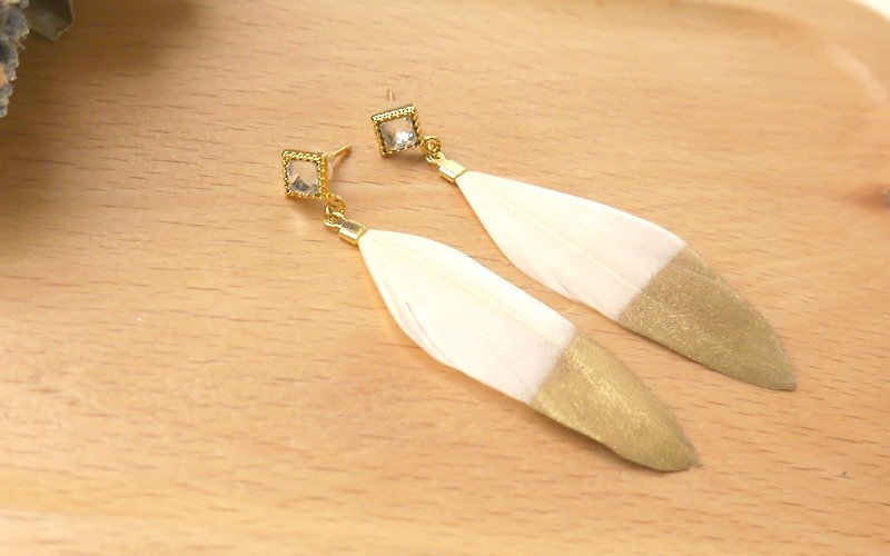 Light you up floating gorgeous feather earring SL266 - Earrings & Clip-ons - Other Metals 
