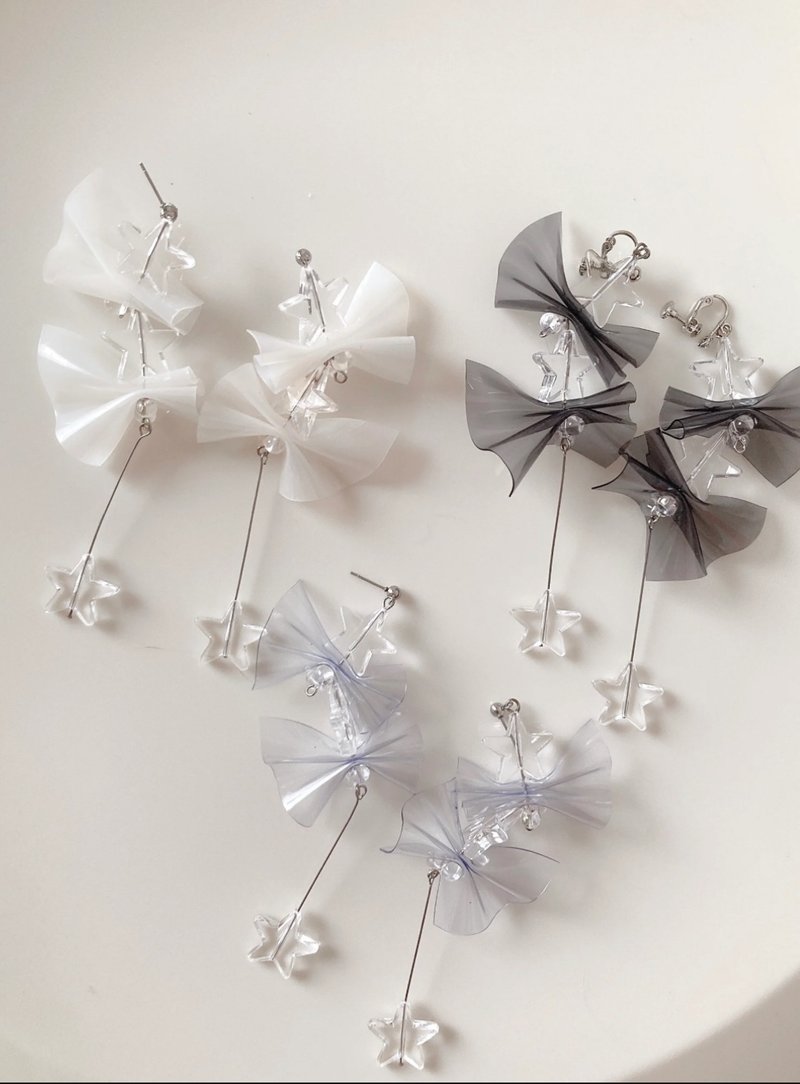 star flash pvc 耳針 耳夾 星星 大尺寸 - 耳環/耳夾 - 壓克力 透明