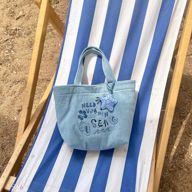 Need vitamin SEA Denim bag - 手提包/手提袋 - 其他材質 藍色