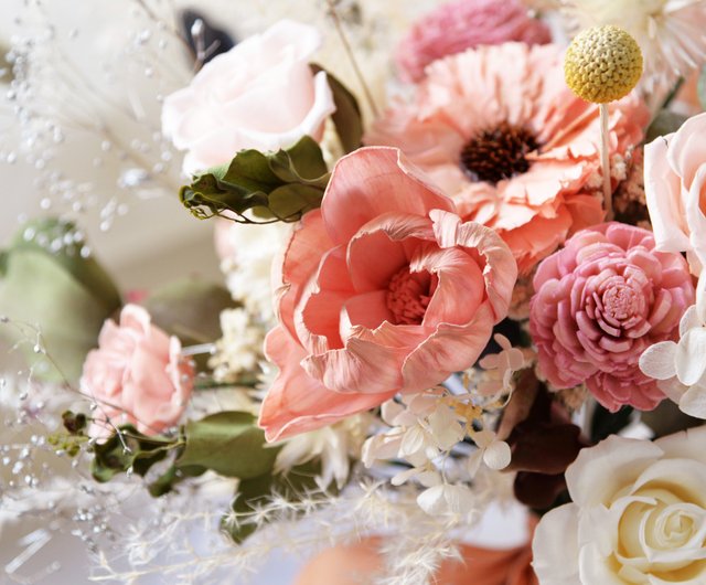 アメリカンロマンス] ブライダルブーケ ヌードピンクのドライフラワー