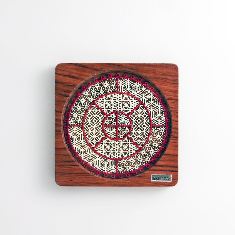 Embroidery Coaster/Solid Wood | Flower Window Series-Fruit Box | ishow - Coasters - Wood Multicolor