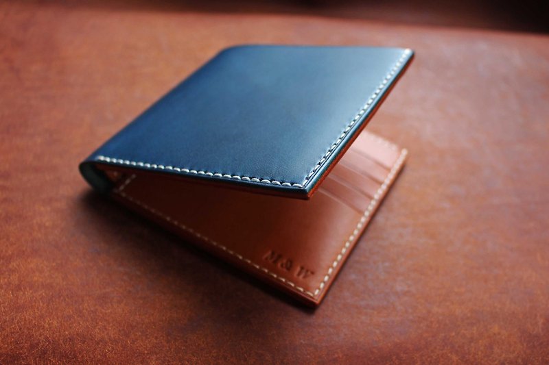 【VW03 Bi-fold Wallet with Eight Cards】Italian Vegetable Tanned Leather Multicolor - Wallets - Genuine Leather Blue