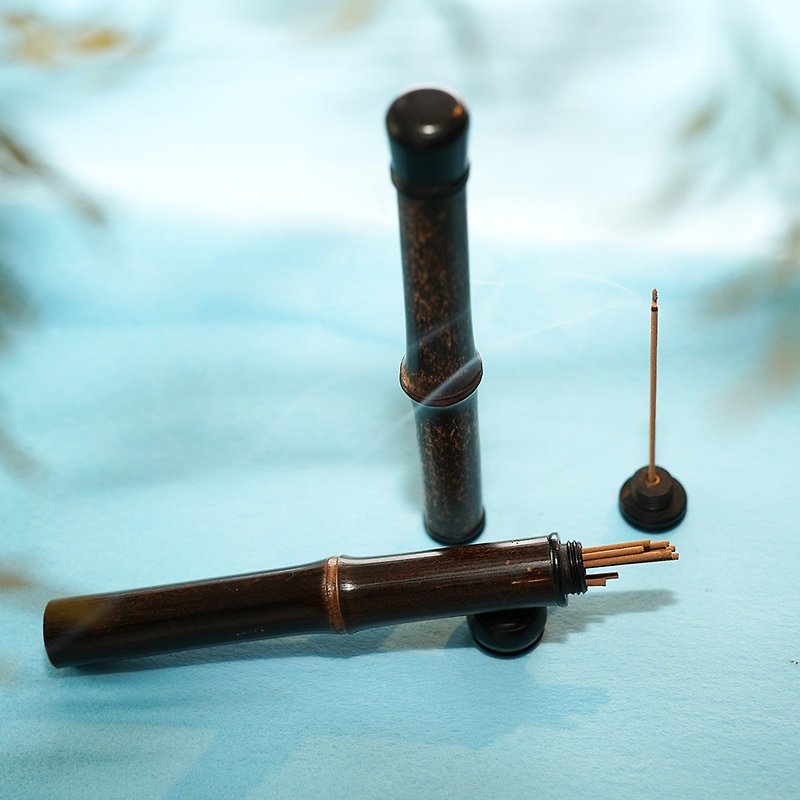 [Eliminate Uneasiness] Three-in-one Bamboo Tube-Light Travel (Travel Portable | Incense sticks Tube + Incense sticks Holder + Incense Sticks| Meditation - น้ำหอม - วัสดุอื่นๆ สีนำ้ตาล