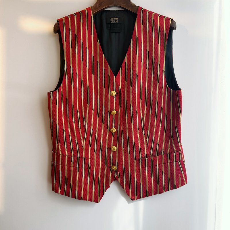 Escada striped silk vest - Women's Vests - Other Man-Made Fibers Red