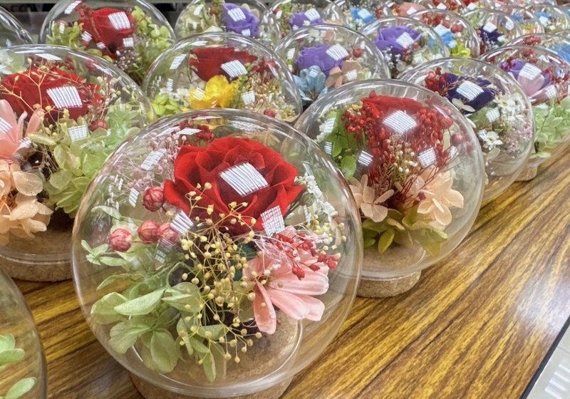 永生花玻璃花盅/索拉花/生日禮物 - 乾燥花/永生花 - 玻璃 紫色