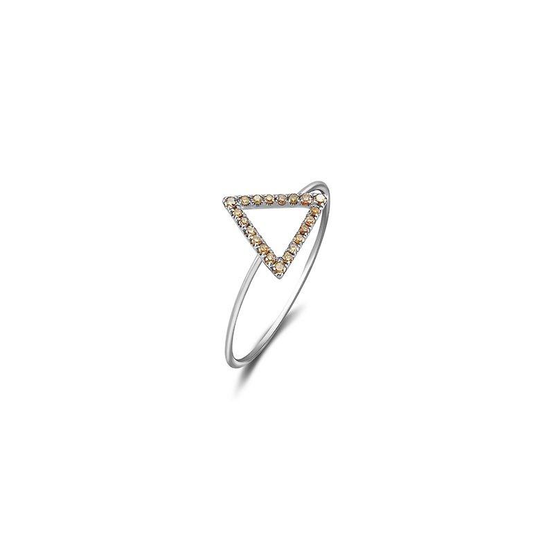 18k中空三角形鑽石戒指 - 戒指 - 寶石 灰色