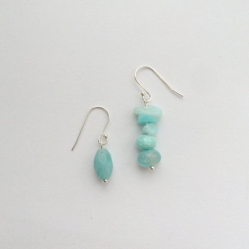 Natural Stone Series｜Amazonite Hope Stone Sterling Silver Earrings - Earrings & Clip-ons - Stone Green
