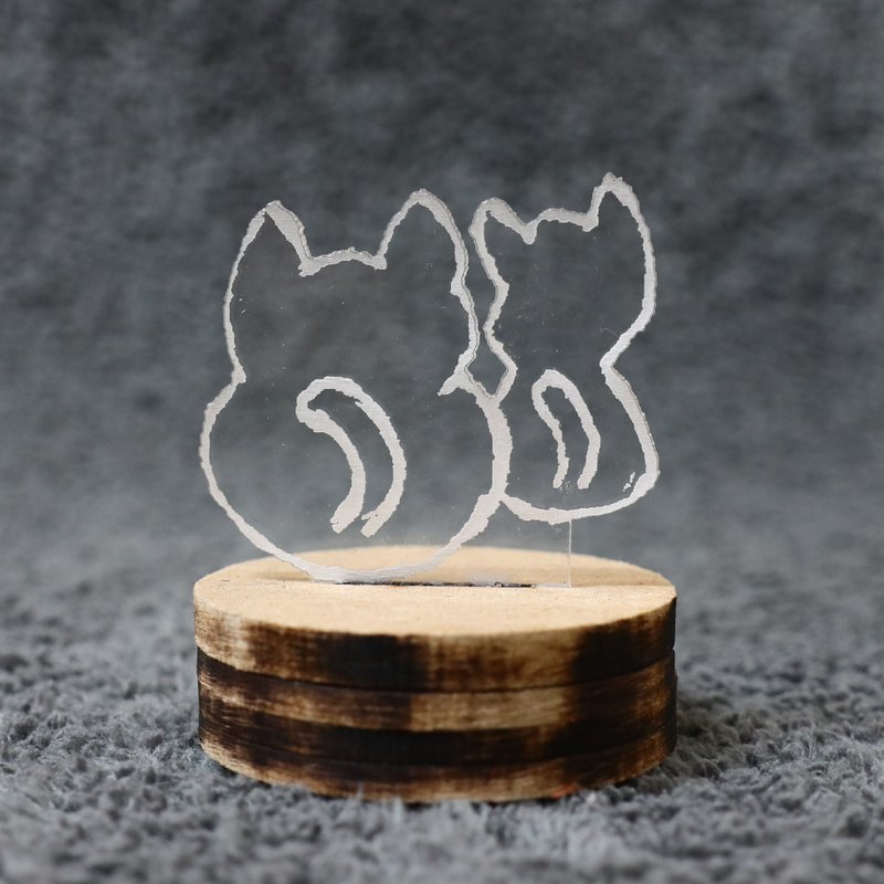 USB night light (two cats) that is very healing in the pre-sale of graduation gifts - โคมไฟ - วัสดุอื่นๆ สีใส