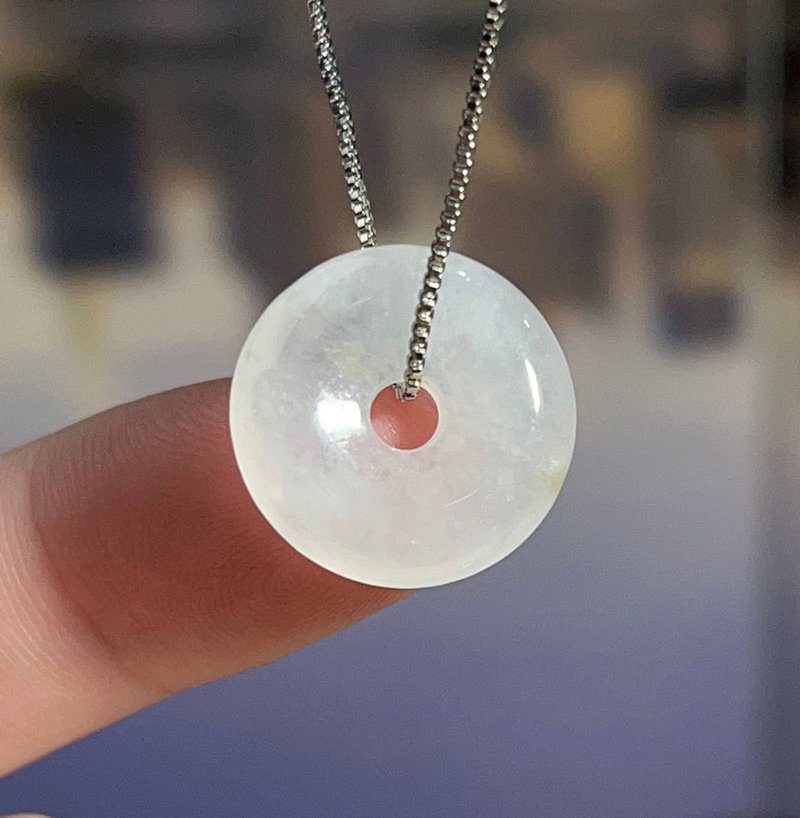 【願‧平安】冰種翡翠平安扣吊飾 | 天然緬甸玉翡翠A貨 |送禮 - 吊飾 - 玉石 透明