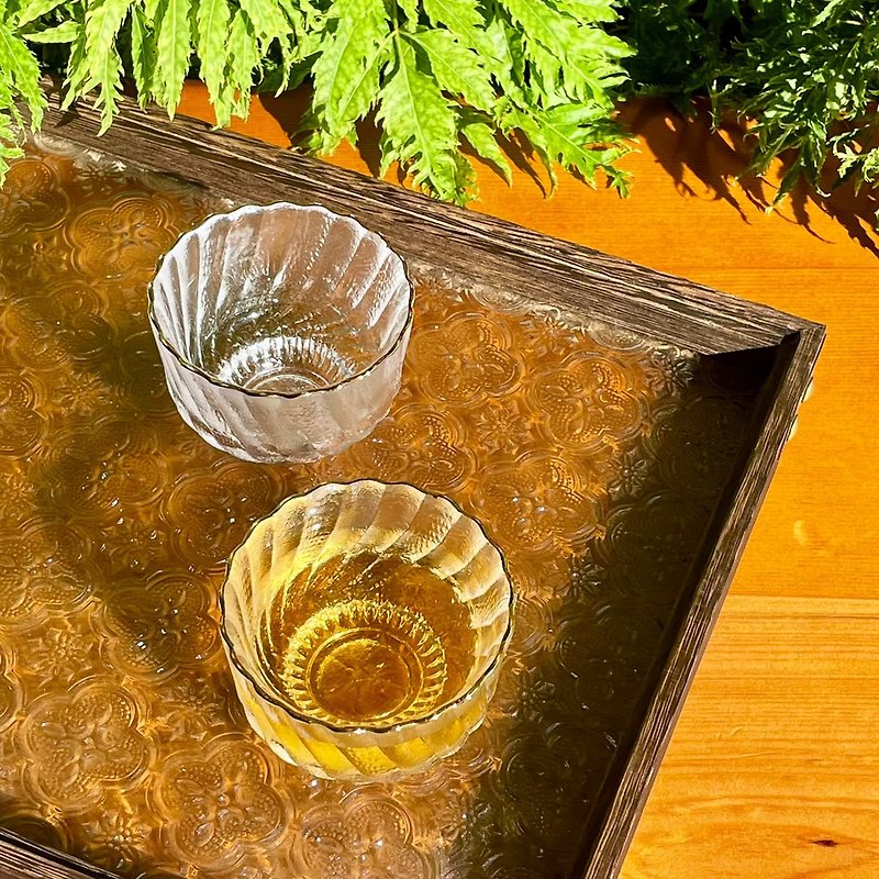 鳳雲宜品【和風優雅冷茶杯・ガラストレイセット】（スポット+予約） - グラス・コップ - ガラス 透明