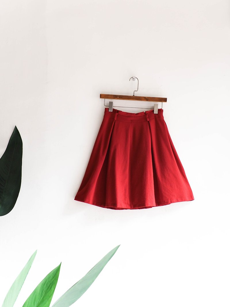River water - indigo love ocean totem youth hand lettering wool quality antique straight A word skirt Japanese college students vintage dress vintage - Skirts - Wool Red