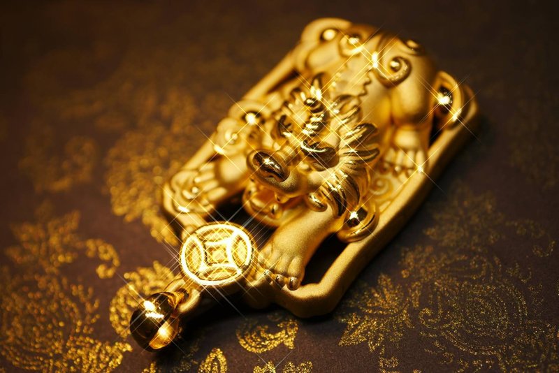 黃金墜子-猛咬錢貔貅-金墜子 - 項鍊 - 24k 金 金色