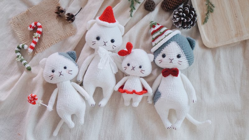 Digital Download - PDF | Crochet amigurumi Pattern Christmas Cat family - Logo 設計/圖案設計 - 其他材質 