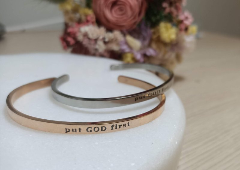 put God first女鈦鋼 玫瑰金 銀色 手鐲手環/福音禮品/基督/ - 手鍊/手環 - 其他金屬 