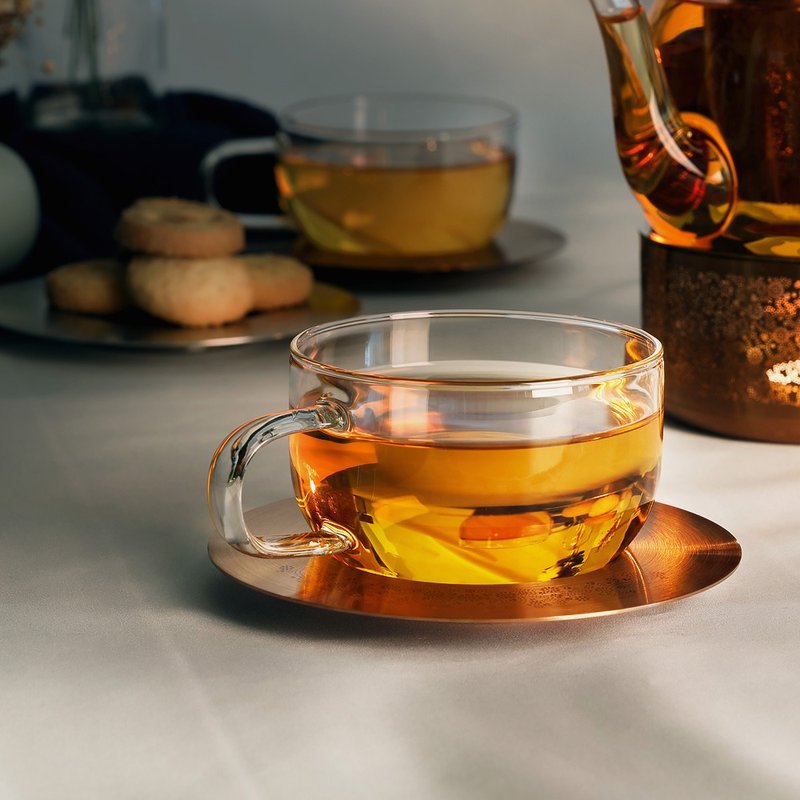 璀璨玻璃杯碟(240ml) - 茶壺/茶杯/茶具 - 玻璃 金色