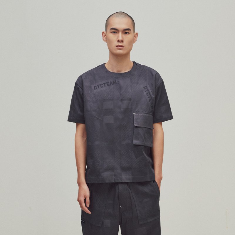 DYCTEAM - EVOLVE(D) - Gray logo  jacquard pocket tee - 男 T 恤 - 棉．麻 灰色