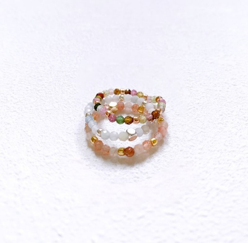簡約 水晶串珠戒指 - 戒指 - 水晶 多色