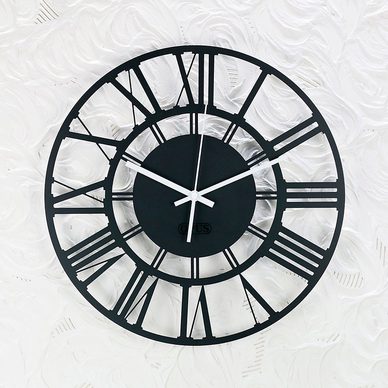 [OPUS Dongqi Metalworking] European Iron Art Clock-Roman Numerals (Black) Silent Wall Clock/Shaped Wall Clock - Clocks - Other Metals Black