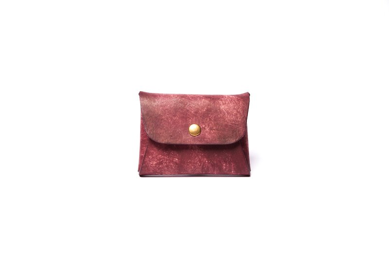 Hiker / Italy leather -classic coin purse (red wine) - Coin Purses - Genuine Leather Red