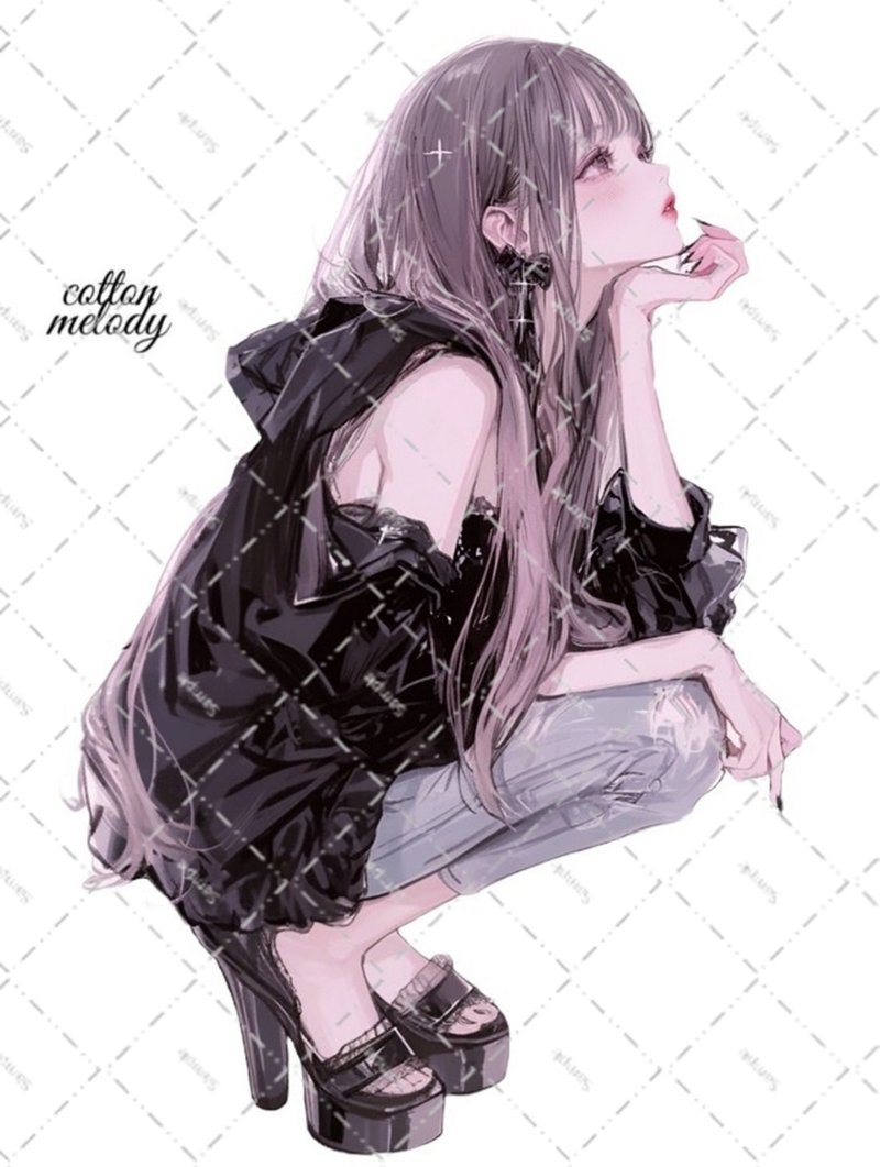 original sticker no.6457 人物ステッカー オリジナルステッカー 人物ステッカー 女の子ステッカー オリジナル人物ステッカー - 貼紙 - 紙 