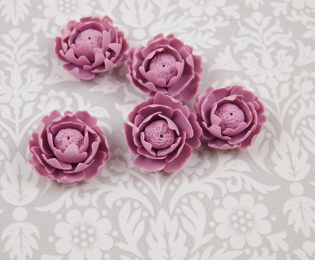 10mm Pink Daysi Flower Polymer Beads, Pink Beads Polymer, Fimo Pink Beads  for Jewelry Making, Polymer Clay Beads 