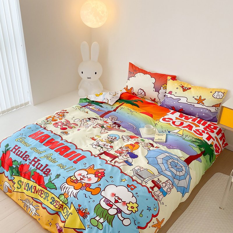 夏威夷海灘復古昭和100%純棉寢具四件套 - 寢具/床包 - 棉．麻 多色