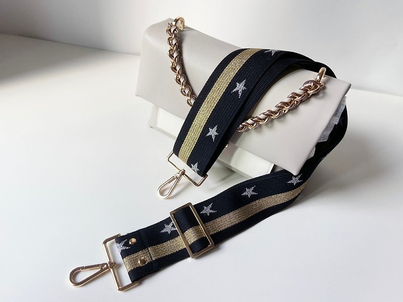 2 inch  Jacquard Webbing strap ,Replacement Bag Strap. Adjustable straps - กระเป๋าแมสเซนเจอร์ - ผ้าฝ้าย/ผ้าลินิน สีทอง