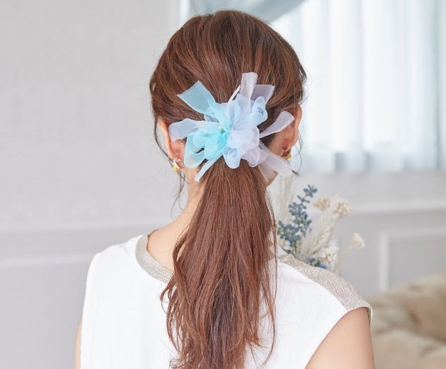 オーガンジーリボン ヘアゴム マーメイド人魚の髪飾り mini