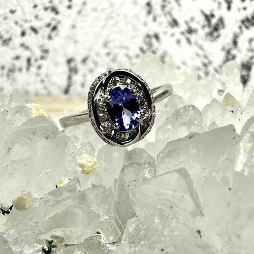 莫名奇妙雜貨店 坦桑石 丹泉石 寶石級 鑽切 S925銀鍍金 戒指