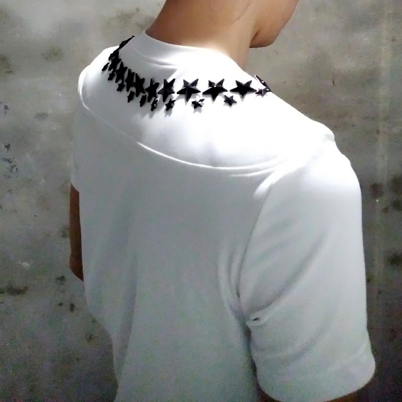 手縫五角星超彈性合身上衣(男) Ray77 Galaxy - 男 T 恤 - 聚酯纖維 白色