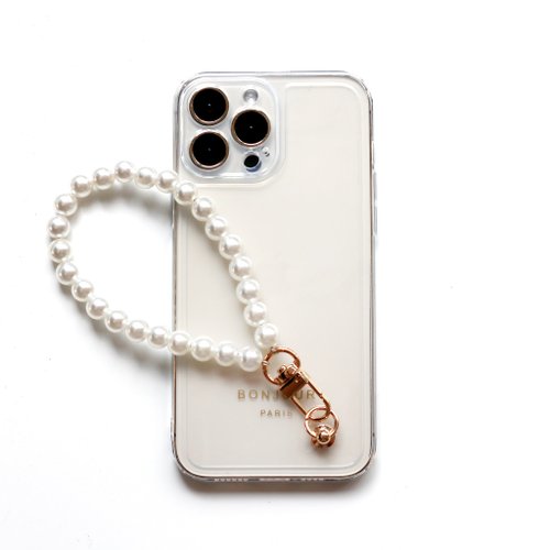 riché iPhone16/15/14/13/12/11透明果凍珍珠手鍊手機殼