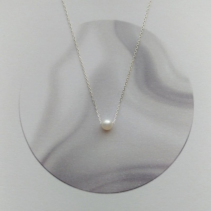 sn019 only (pearl)-sterling silver pearl necklace - สร้อยคอ - ไข่มุก ขาว