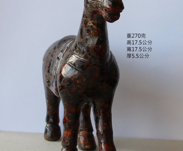 古い琥珀の装飾品、ビルマの血の琥珀、馬を導くために手彫りの馬270gアート - ショップ shanchiart Antique shop 置物 -  Pinkoi