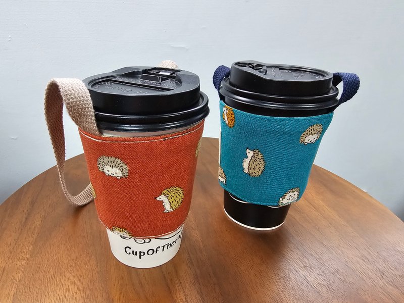 Cute hedgehog double-layer environmental protection drink cup holder / bag - Beverage Holders & Bags - Cotton & Hemp Multicolor