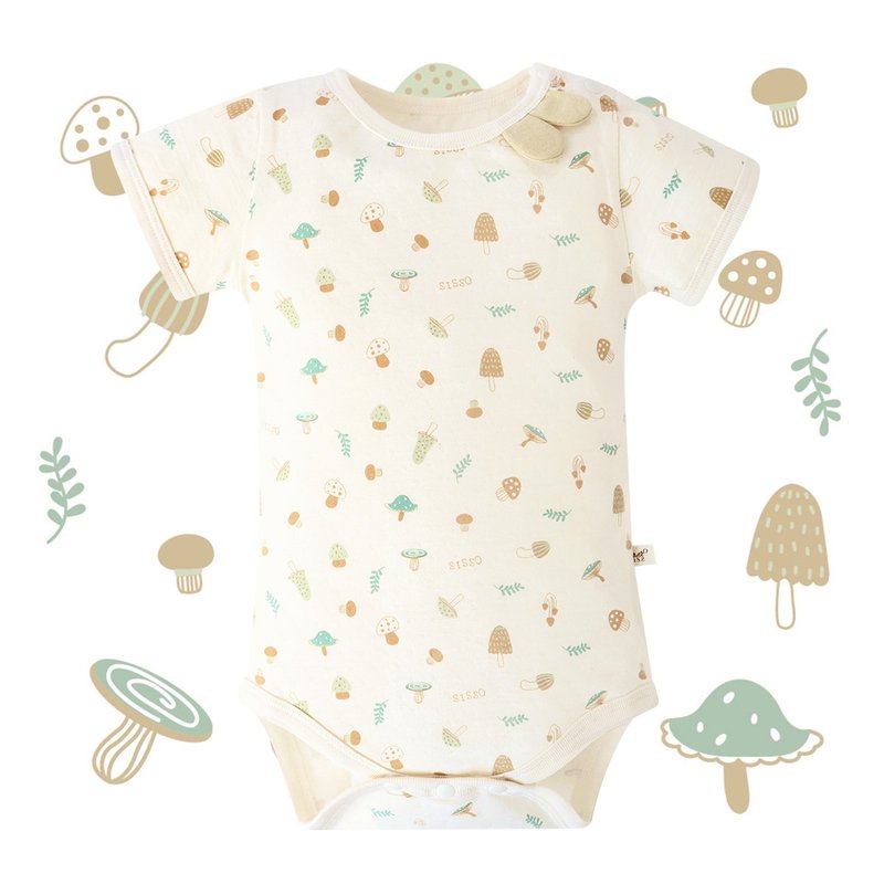 [SISSO Organic Cotton] Forest Mushroom Tencel Cotton Soothing Onesies ML - ชุดทั้งตัว - ผ้าฝ้าย/ผ้าลินิน ขาว