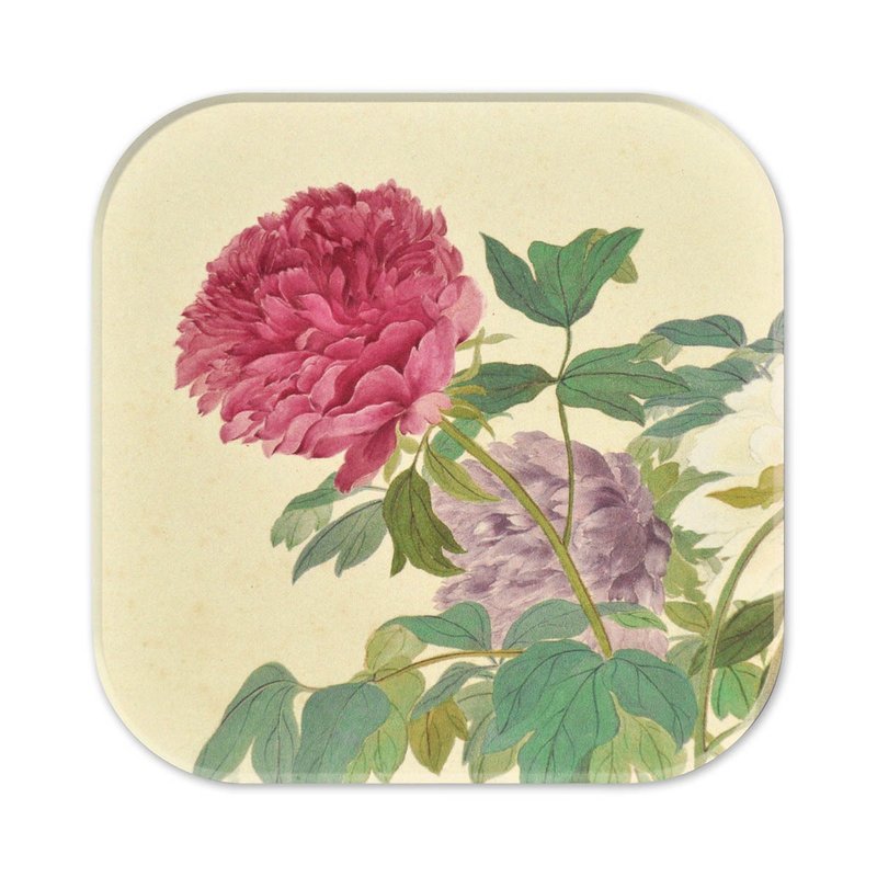 Peonies Absorbent Square Coaster - Coasters - Porcelain 