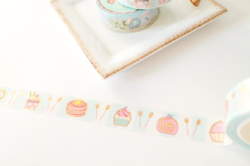 Gold foil paper tape - dessert afternoon tea - Washi Tape - Paper 