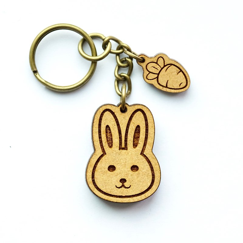 木製鑰匙圈-小兔子 - 鑰匙圈/鑰匙包 - 木頭 咖啡色