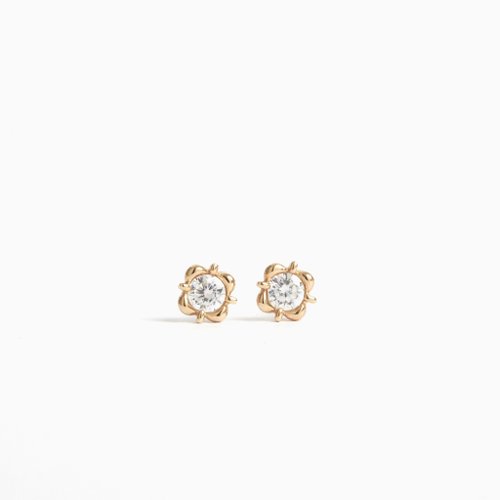 Isha Jewelry 純銀輕珠寶 綻放。K金耳環 頂規特選 5A 鋯石 10K金
