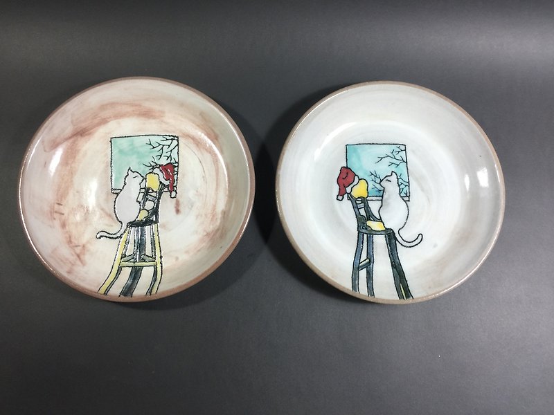Mr. Song-Christmas Series [Waiting] - Small Plates & Saucers - Pottery White