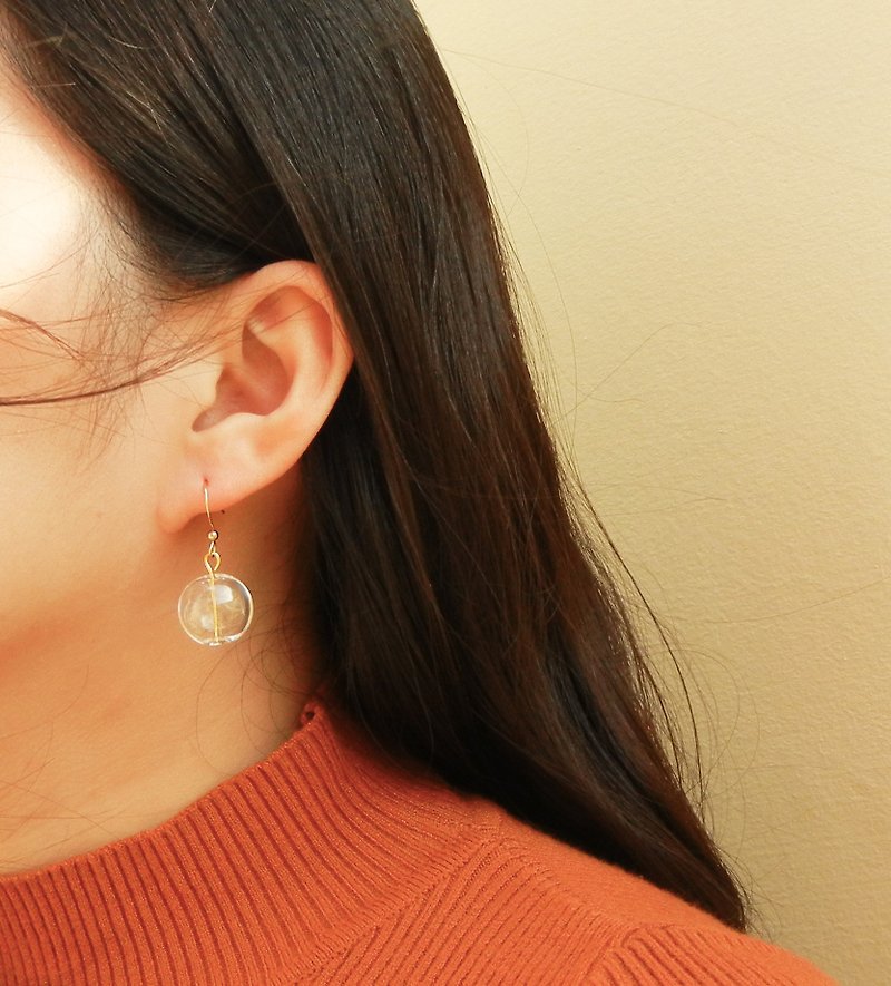 *coucoubird*dandelion double hole glass earrings - ต่างหู - แก้ว สีทอง