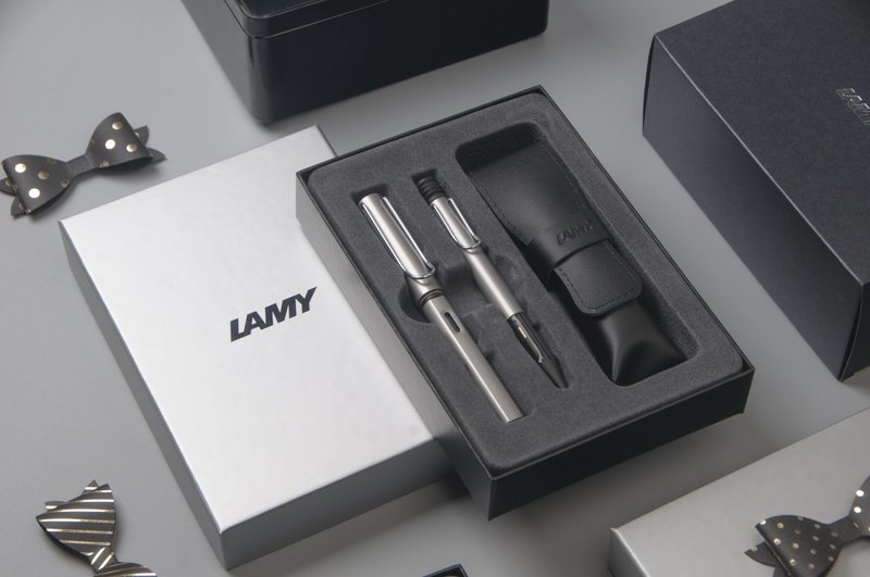 LAMY ダブルペンセット ギフトボックス(ペン+ボールペン)/アルスターシリーズ - アイアングレー - 万年筆 - アルミニウム合金 グレー