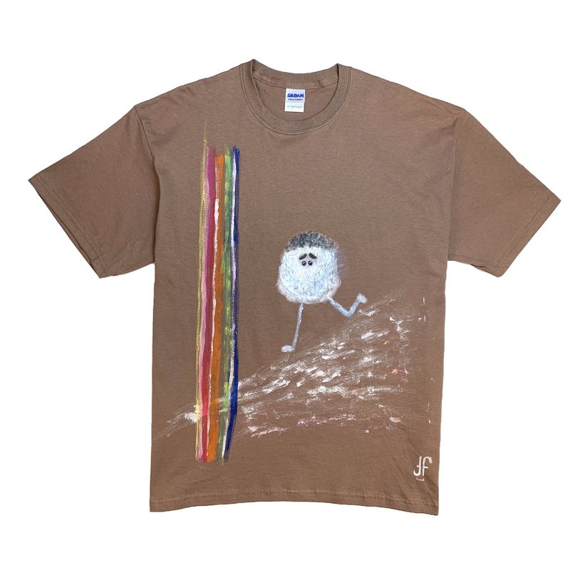 Pure hand-painted | Neutral short-sleeved T-shirt | Long-footed snow mountain man - เสื้อยืดผู้ชาย - ผ้าฝ้าย/ผ้าลินิน หลากหลายสี