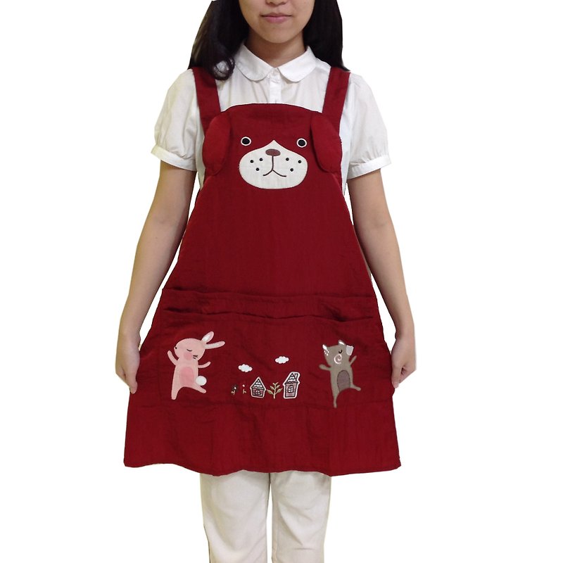 【BEAR BOY】絲光綿6口袋圍裙-跳舞熊兔 - 圍裙 - 其他材質 