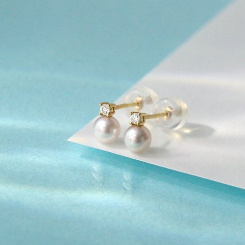Soul Jewelry Akoya日本海水珍珠18K耳釘