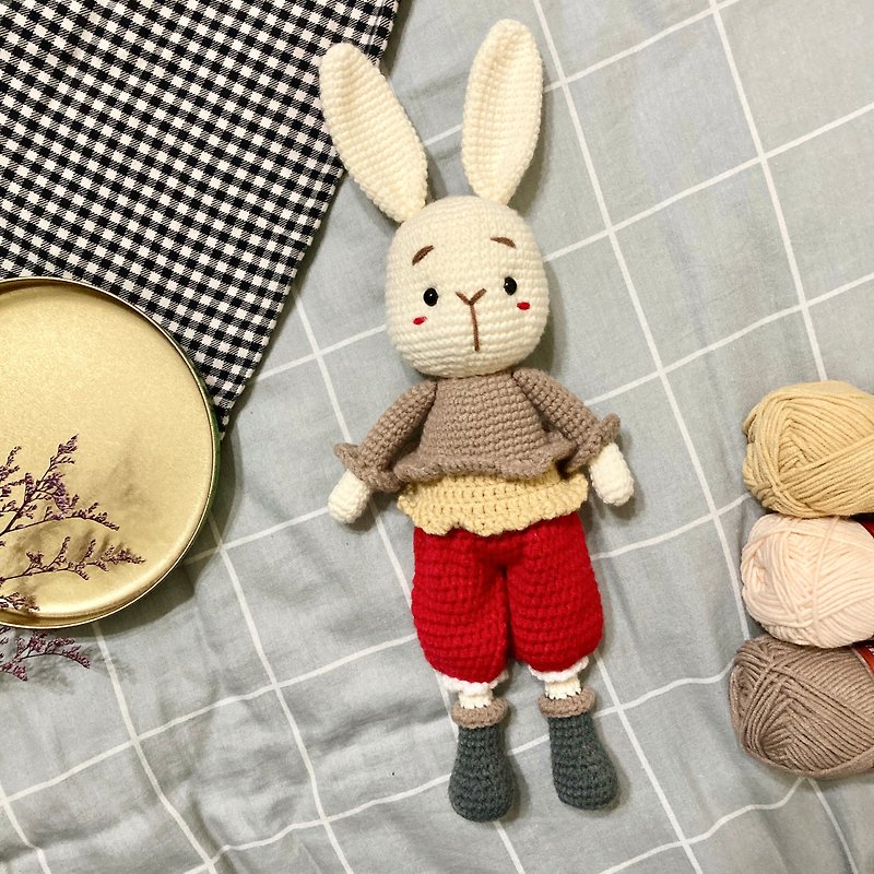 かぎ針編みのバニー人形の赤ちゃんの満月のギフトボックス - 知育玩具・ぬいぐるみ - コットン・麻 ホワイト