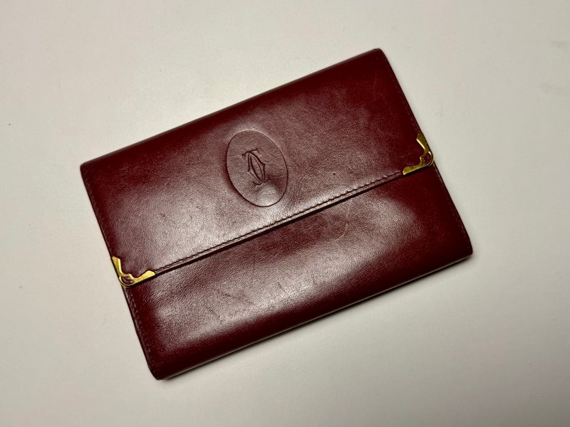 Antique Cartier gold middle clip - Wallets - Genuine Leather Red