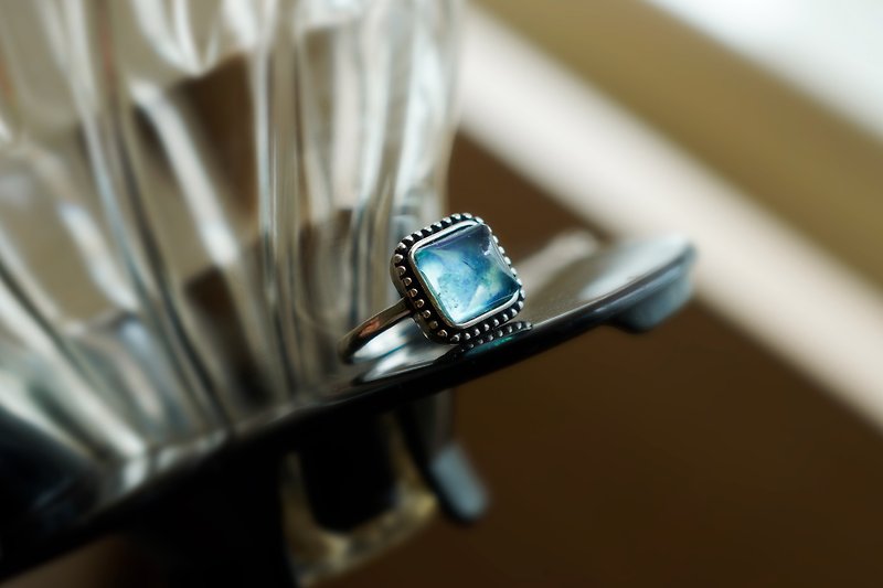 海藍寶天然水晶戒指 | 925純銀飾物 | 海鹽刨冰 - 戒指 - 水晶 藍色