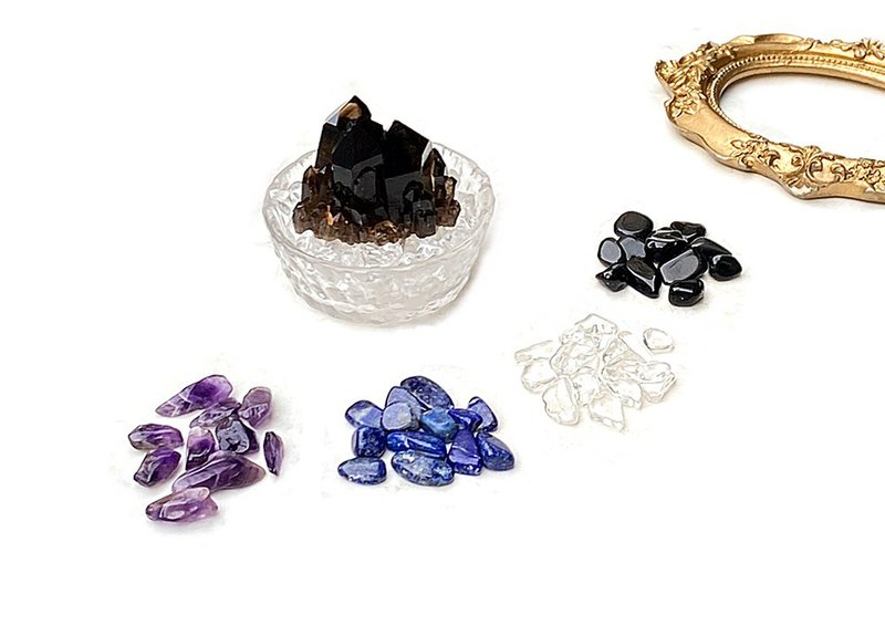 天然原礦小黑菠蘿骨幹 黑水晶 x天然水晶消磁石凈化充電消磁套組 - 其他 - 水晶 多色