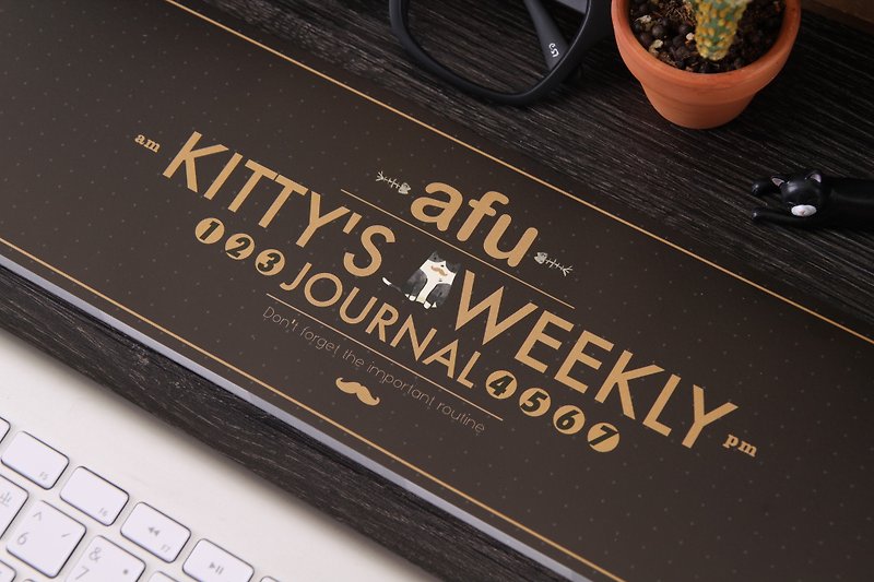 afu Illustrator Weekly Diary-Weekly Diary of Cat's Life / Gentleman Black - สมุดบันทึก/สมุดปฏิทิน - กระดาษ สีดำ